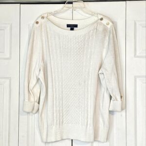 White Sweater with Button Detail